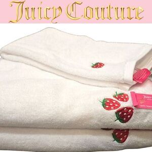 Juicy Couture Home Strawberry Embroidred Oversized Bath & Hand Towel Set